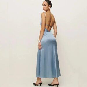 Reformation - Melina Silk Dress Blue Teardrop